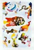 Fische im Seetang — 1992, aus dem kleinen Malediven-Reisebuch, Mischtechnik auf Papier, 30×40 cm