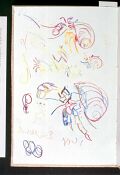 Noch mehr Einsiedlerkrebse — 1992, aus dem kleinen Malediven-Reisebuch, Bunte Linie auf Papier, 30×40 cm