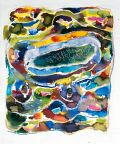 Insel — 1992, aus dem Malediven-Reisebuch, Mischtechnik auf Papier, 30×40 cm