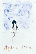 Azita am Strand — 1992, aus dem Bali-Reisebuch, Mischtechnik auf Papier, 20×30 cm