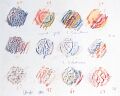 Abrieb meiner feueremaillierten Kupfermünzen aus dem Jahre 1992, Teil 2 — Farbstift auf Papier, 30×40 cm