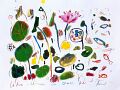 Lotusblumen im Oberoi, Bali — 1992, aus dem Bali-Reisebuch, Mischtechnik auf Papier, 30×40 cm