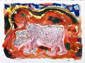 Eisbär im Zoo von Colombo — 1992, aus dem Sri-Lanka-Reisebuch, Mischtechnik auf Papier, 30×40 cm