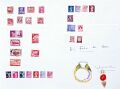 Farbstudien mit Briefmarken zum Platinring für den roten Diamanten