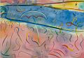 Am Ufer des Zürichsees — 1996, Bunte Linie und Aquarell auf Büttenpapier, 30×40 cm