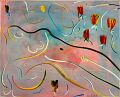 Bathseba in den roten Rosen — 1996, Bunte Linie und Aquarell auf Büttenpapier, 30×40 cm