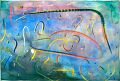 Tisch auf dem Grenzstreifen — 1996, Bunte Linie und Aquarell auf Büttenpapier, 30×40 cm