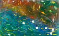 Nachtglitzern — 1996, Bunte Linie und Aquarell auf Büttenpapier, 40×60 cm