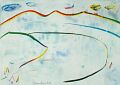 Zürichsee und Berge — 1996, Bunte Linie und Aquarell auf Büttenpapier, 40×60 cm
