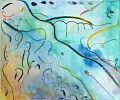 Frau Zürichsee — 1996, Bunte Linie und Aquarell auf Büttenpapier, 40×60 cm