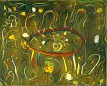 Picknick mit Freunden auf dem Todesstreifen in Berlin — 1996, Bunte Linie und Aquarell auf Büttenpapier, 40×60 cm