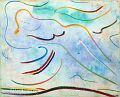 Akt als Himmelstaube — 1996, Bunte Linie und Aquarell auf Büttenpapier, 40×60 cm