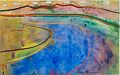 Zürichsee — 1996, Bunte Linie und Aquarell auf Büttenpapier, 40×60 cm