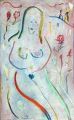 Bathseba, Version 4 — 1996, Bunte Linie und Aquarell auf Büttenpapier, 40×60 cm