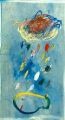 Bunte Wolke regnet auf Weltfisch — 1996, Bunte Linie und Aquarell auf Büttenpapier, 40×60 cm