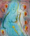 Bathseba, Version 3 — 1996, Bunte Linie und Aquarell auf Büttenpapier, 40×60 cm