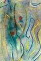 Begegnung im Abendlicht — 1996, Bunte Linie und Aquarell auf Bütten, 30×40 cm