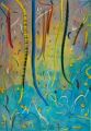 Waldesunruhe — 1996, Bunte Linie und Aquarell auf Bütten, 30×40 cm