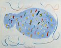 Regenfisch — 1996, Bunte Linie und Aquarell auf Bütten, 30×40 cm