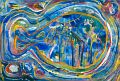 Weltfisch Strelitzerstrasse Berlin Mitte — 1996, Bunte Linie und Aquarell auf Bütten, 30×40 cm