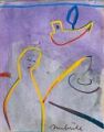 Fischer am Zürichsee — 1996, Bunte Linie und Aquarell auf Büttenpapier, 30×40 cm