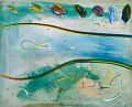 Schwungvoller Tag — 1996, Bunte Linie und Aquarell auf Büttenpapier, 30×40 cm