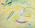 Feder in der Wüste — 1996, Bunte Linie und Aquarell auf Büttenpapier, 30×40 cm